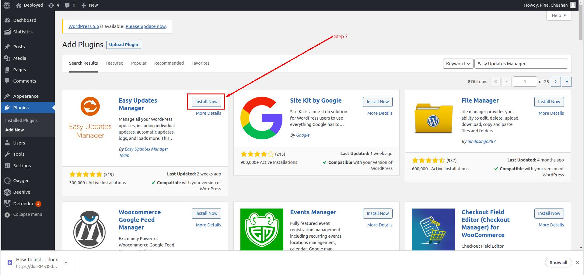 How to install Easy Updates Manager in WordPress