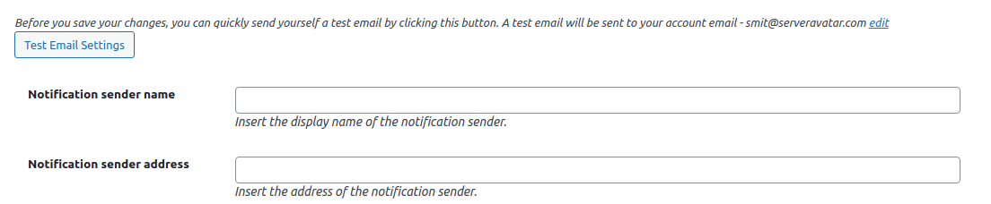 Set E-mail Settings in Events manager