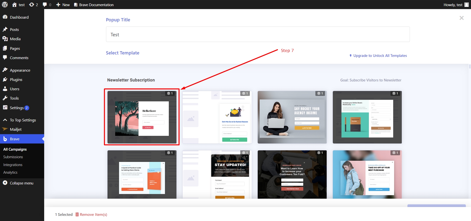 Example Popup box
