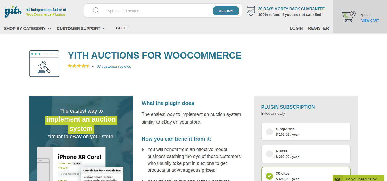 YITH Auction plugin for WordPress