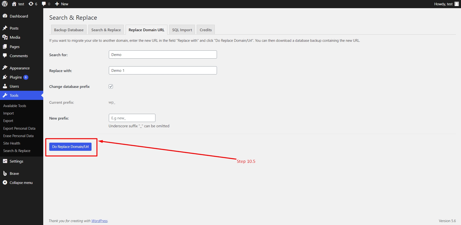 Confirm search and replace operation on WordPress Database