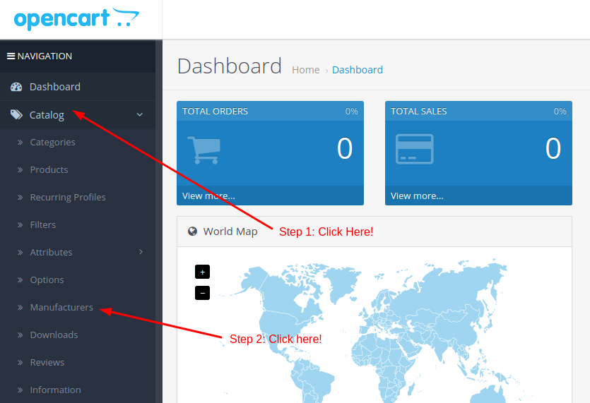 Create Manufacturers in OpenCart