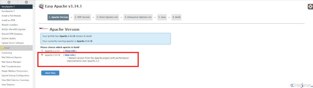Upgrade Apache using Easyapache