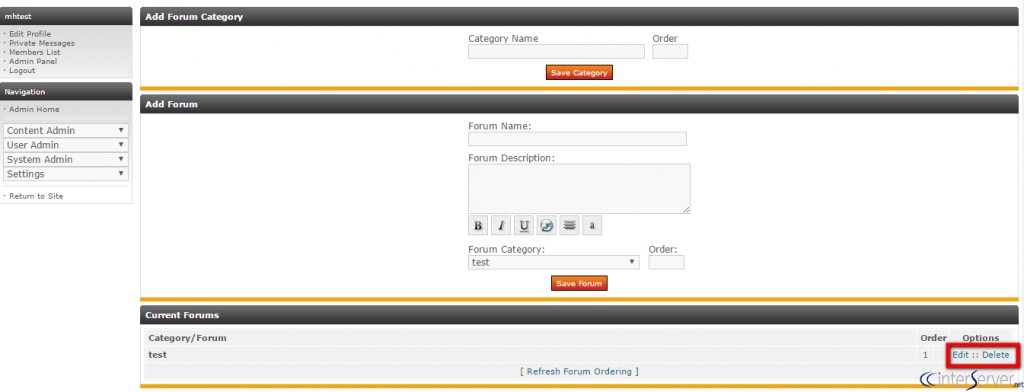 Manage Forums
