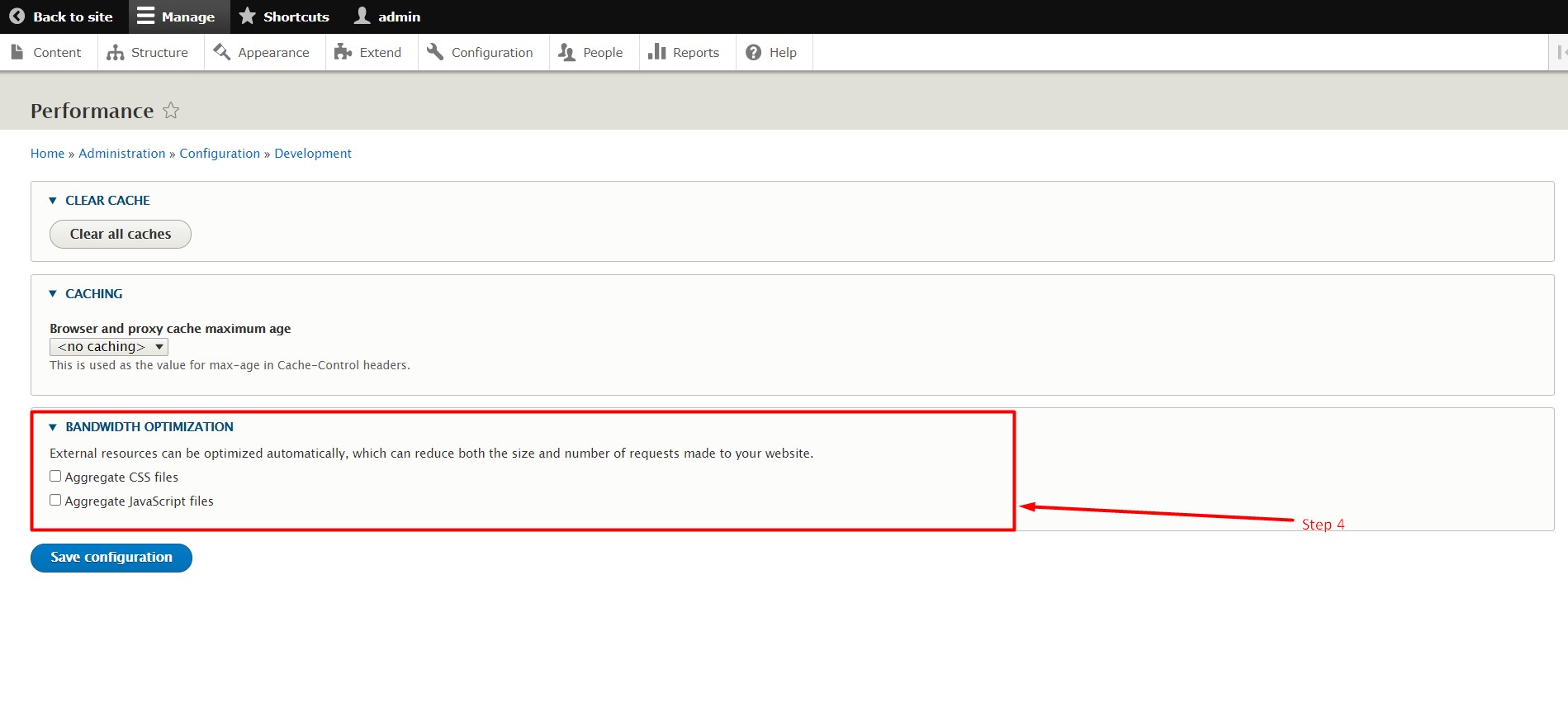 Bandwidth optimisation in Drupal - Step 4