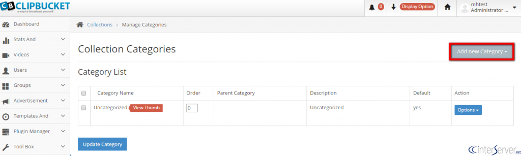 Manage Categories