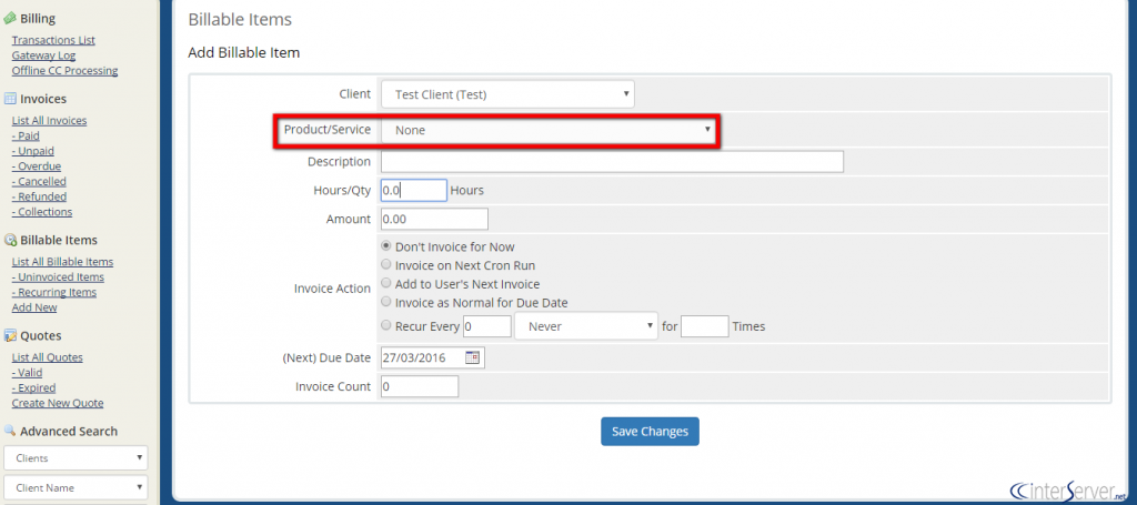 Billable item