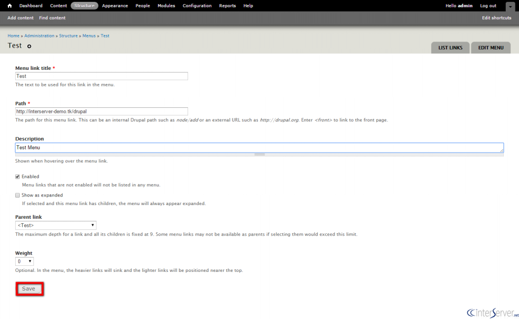 Create menus in Drupal