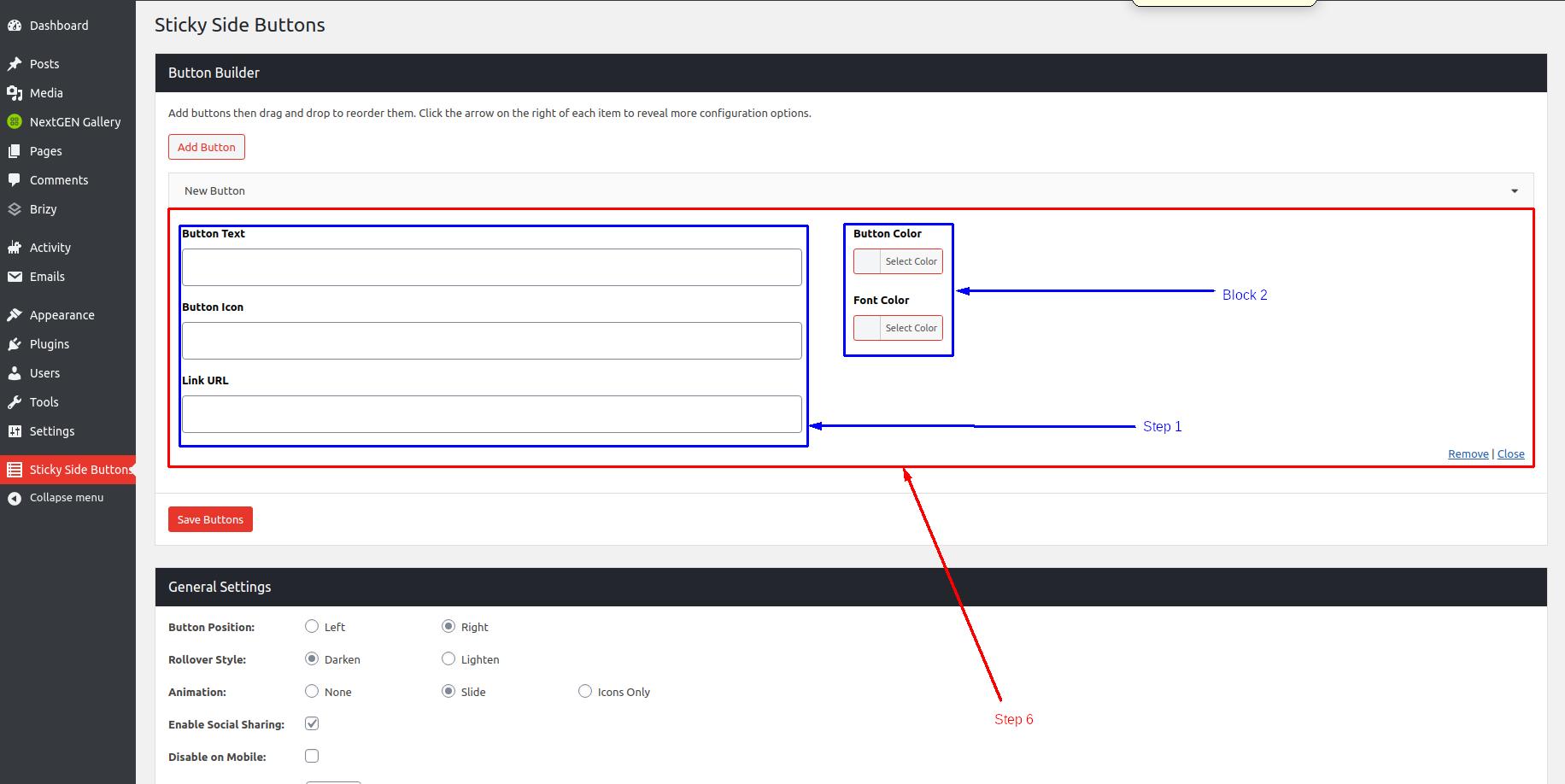Use sticky side buttons in WordPress - Step 6