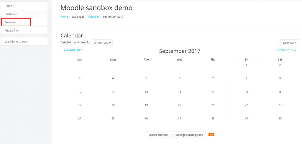 Calendar In Moodle6