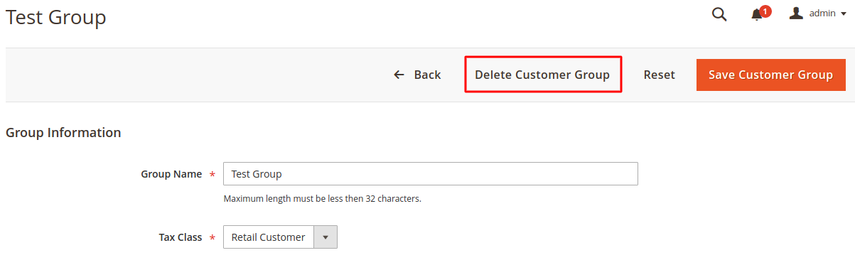 Manage customer groups in Magento - Step 5