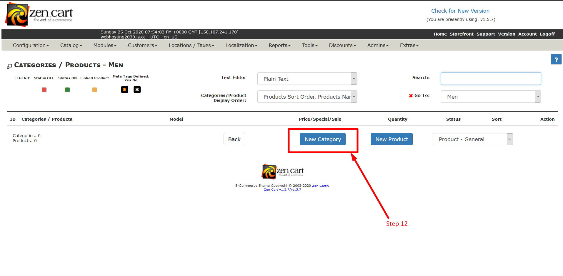 How to add category in Zencart - Step 12