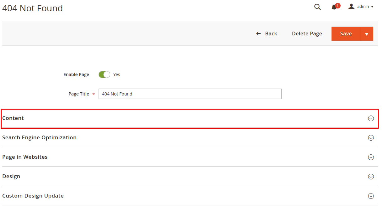 Update 404 Not found page in Magento - Step 3
