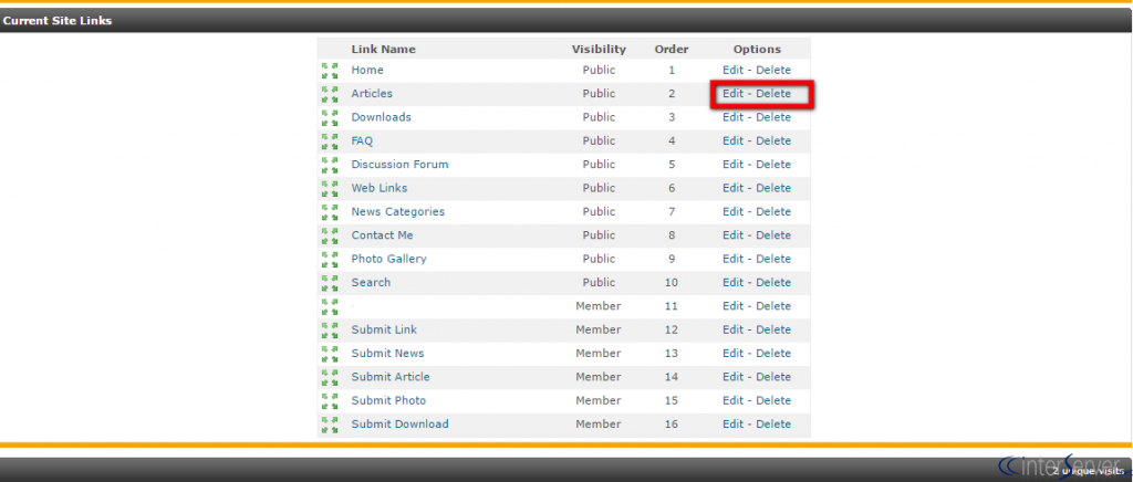 Manage Site Links