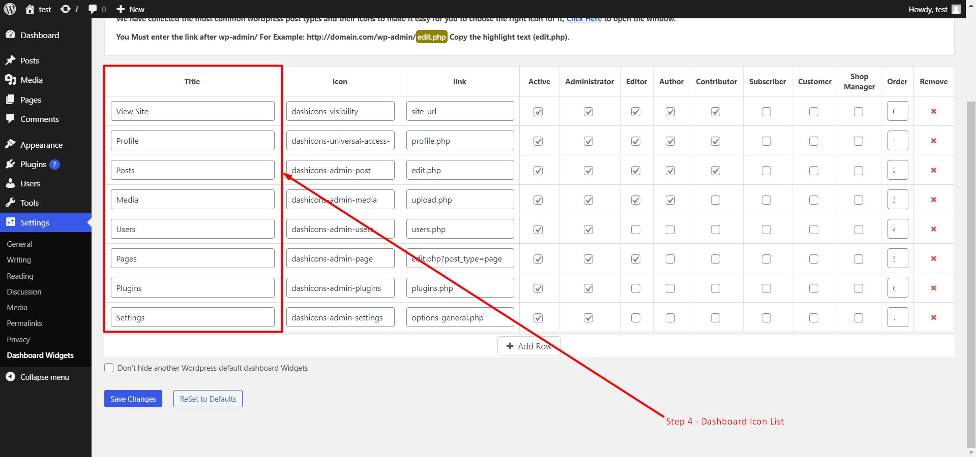 Custom dashboard icons in WordPress
