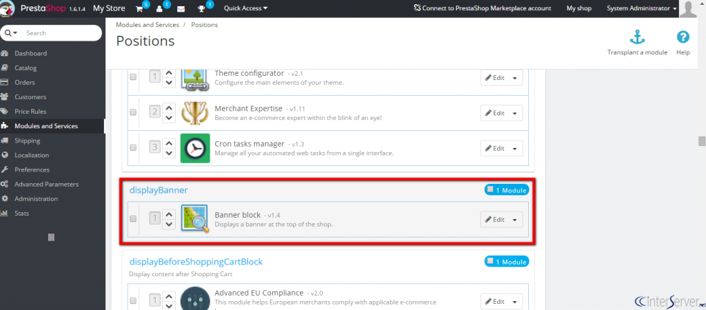 Manage banner blocks in PrestaShop