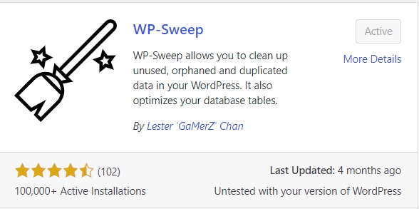 Optimise WordPress with WP Sweep - Step 1