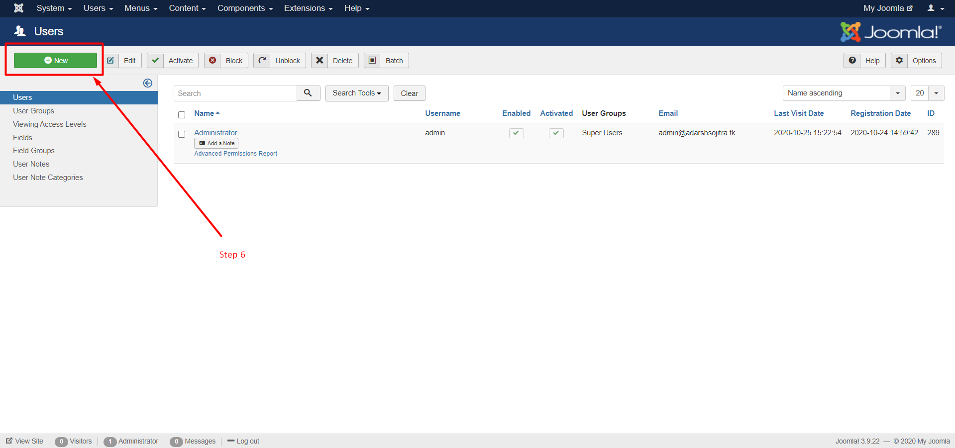 How to create a user group in Joomla - Step 6