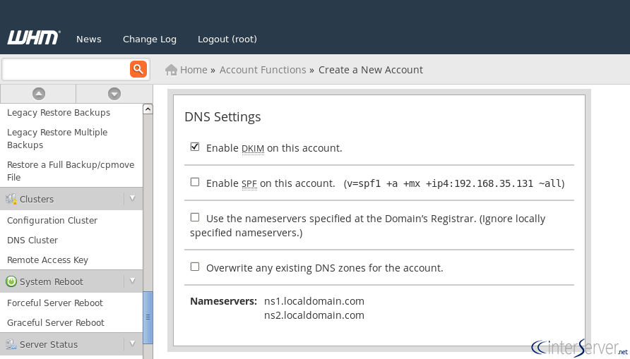 Create cPanel
