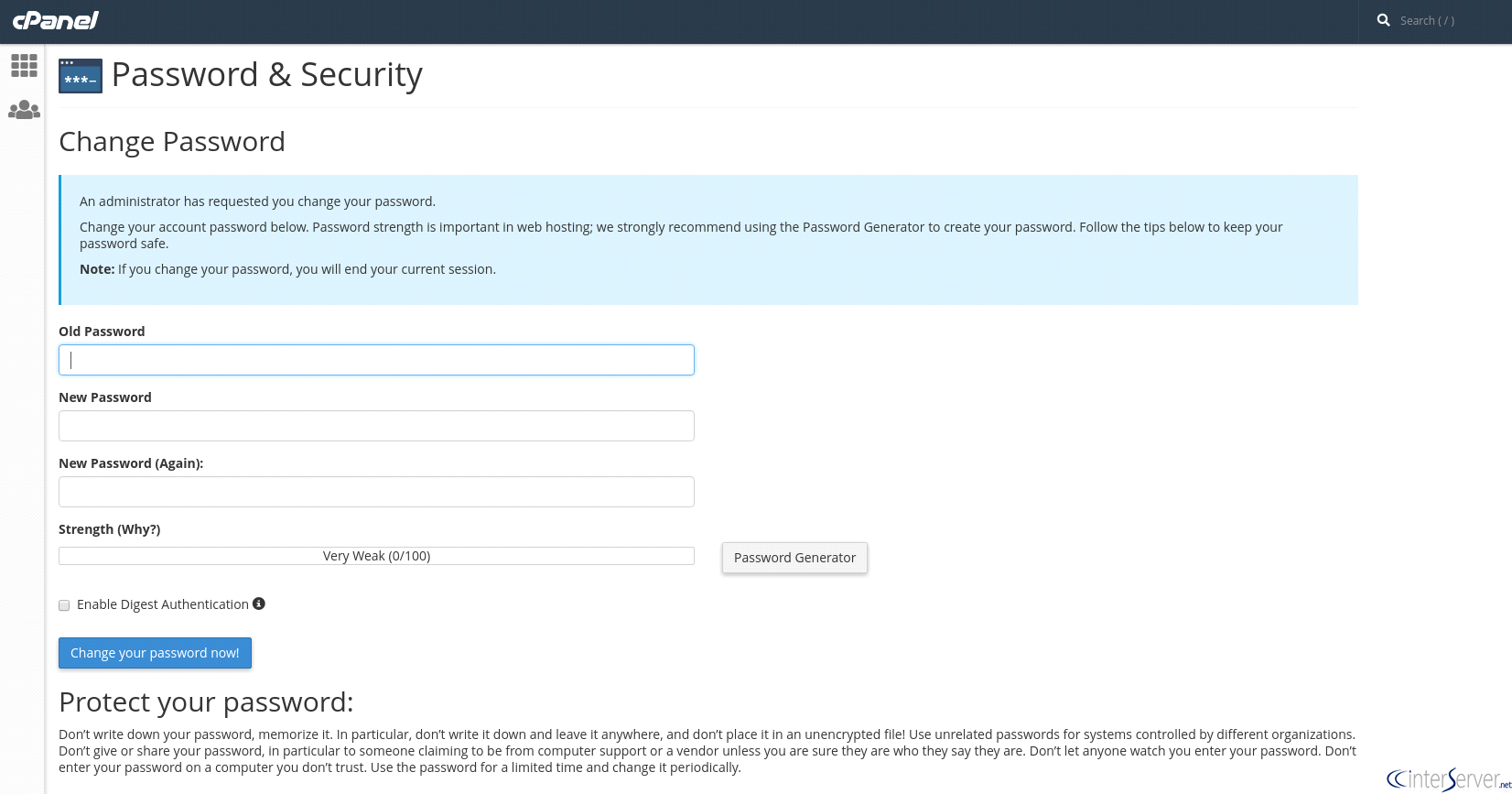 Force Password change