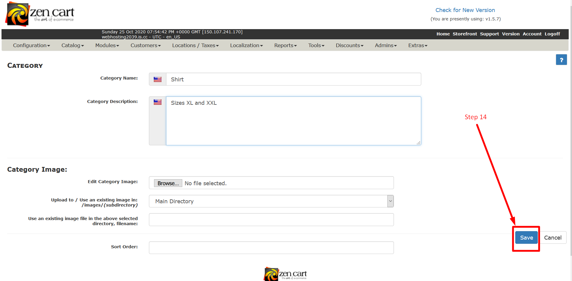 How to add category in Zencart - Step 14