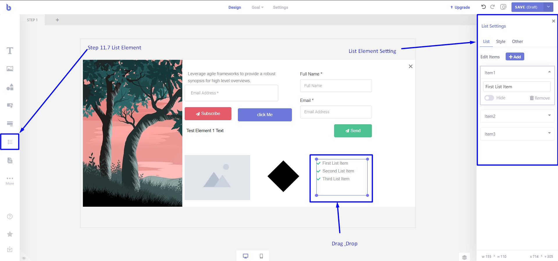Add list to pop-up box in Brave