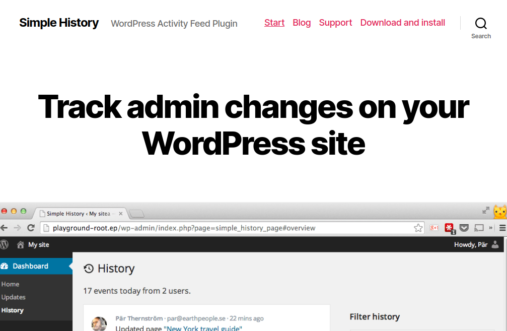Simple History - Track admin changes on your WordPress site