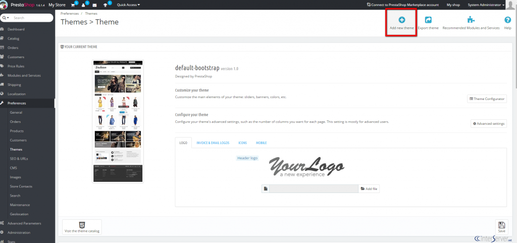 Install new theme in PrestaShop