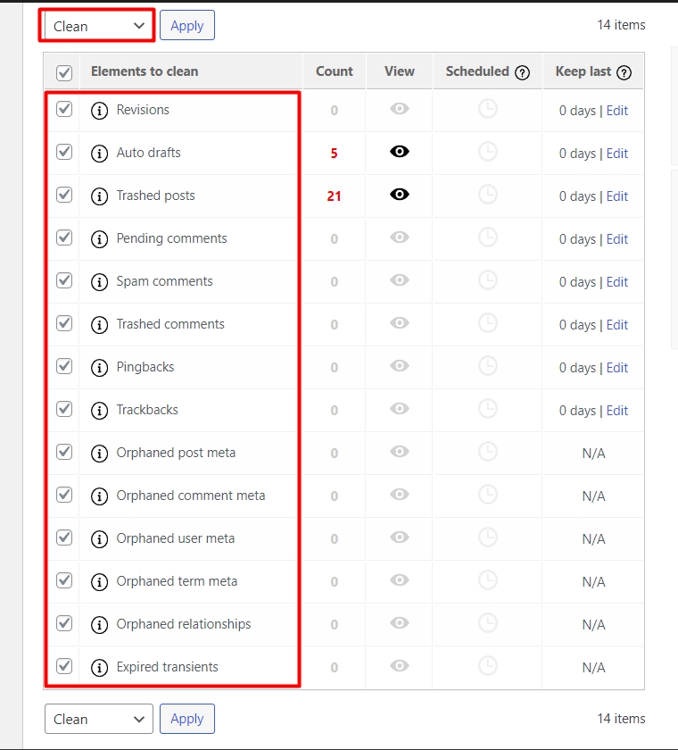 Advance Database Cleaner - Step 4