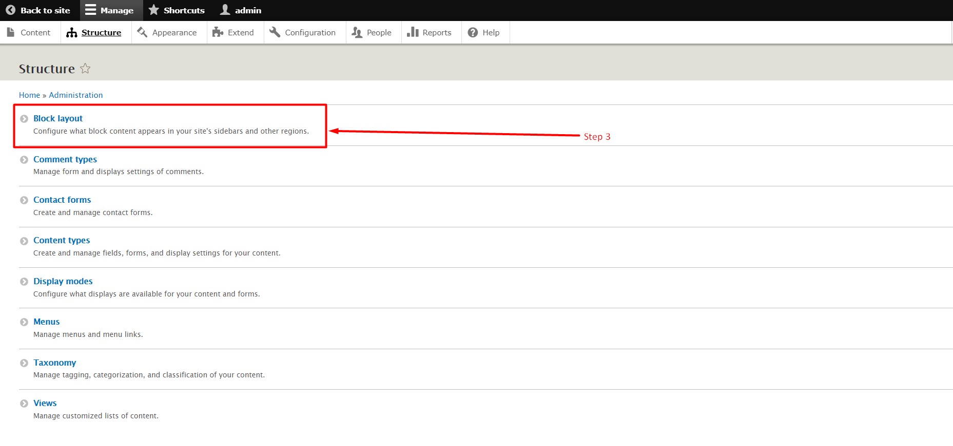 How to add custom blocks in Drupal - Step 3