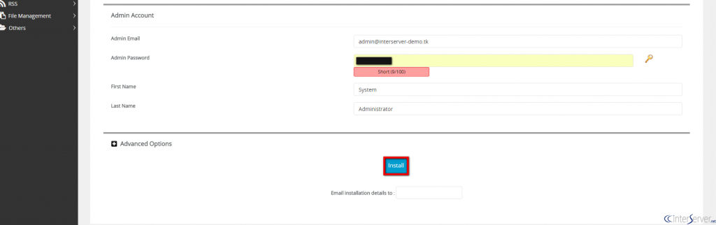 Install PrestaShop from softaculous