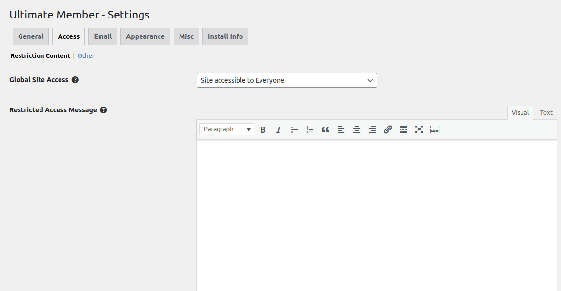 Access Settings in Ultimate Member