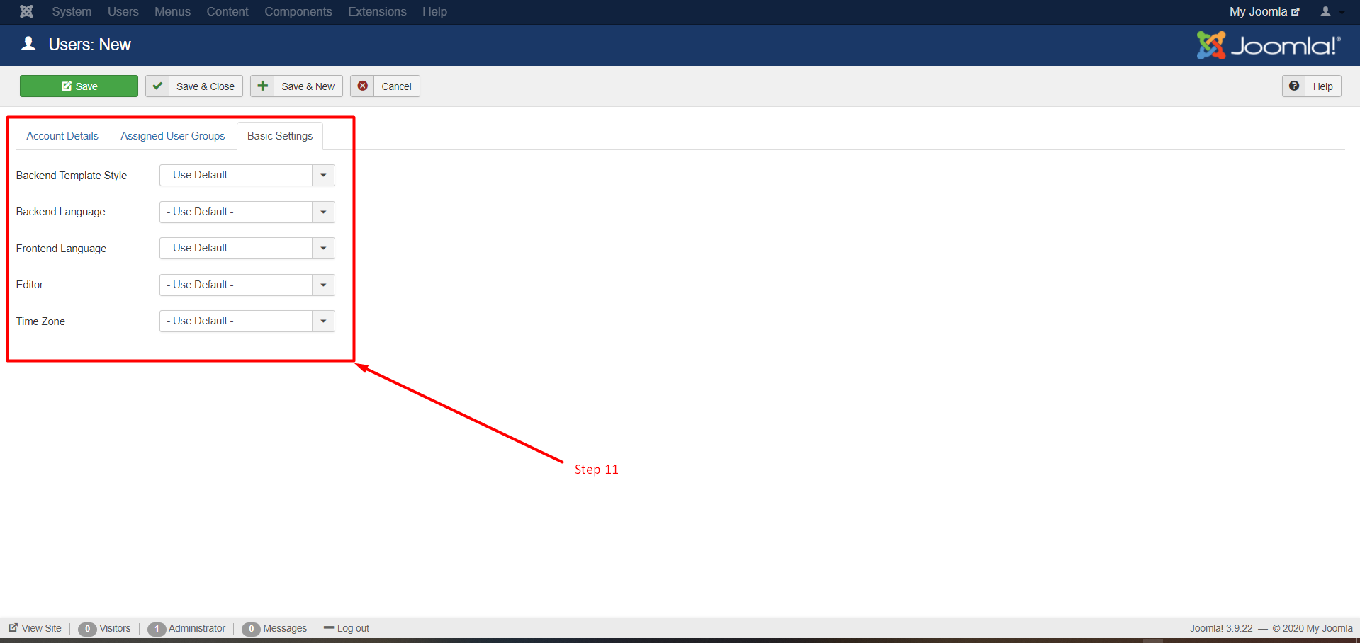 How to create a user group in Joomla - Step 11