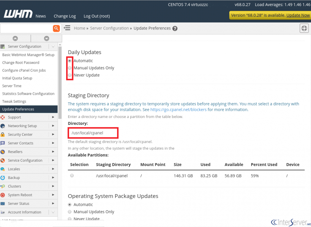 Update Preferences