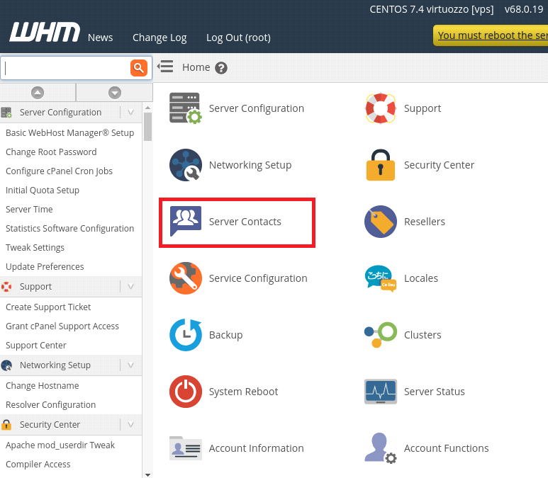 Contact Manager Setup in WHM