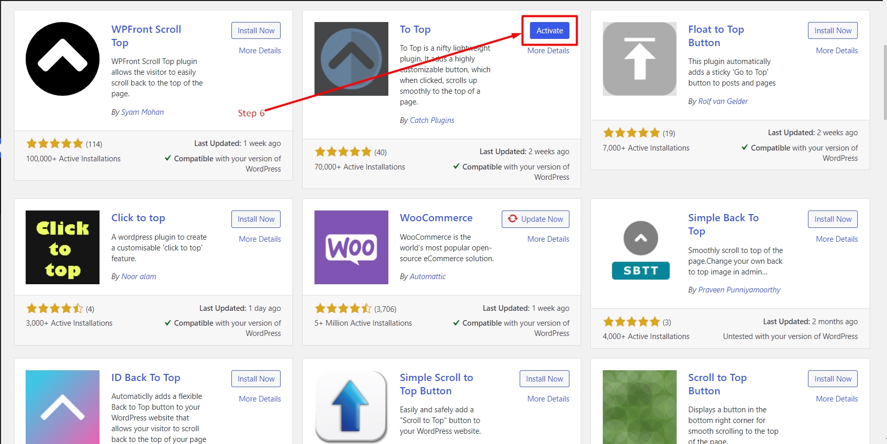 Install To Top plugin in WordPress