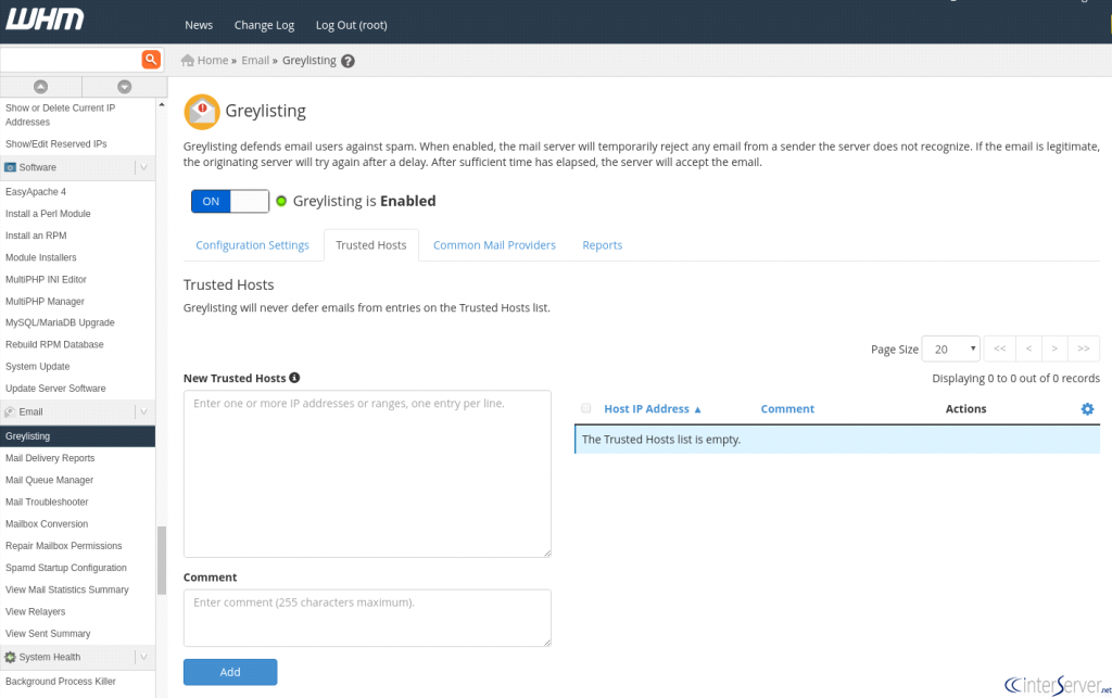 Enable Greylisting