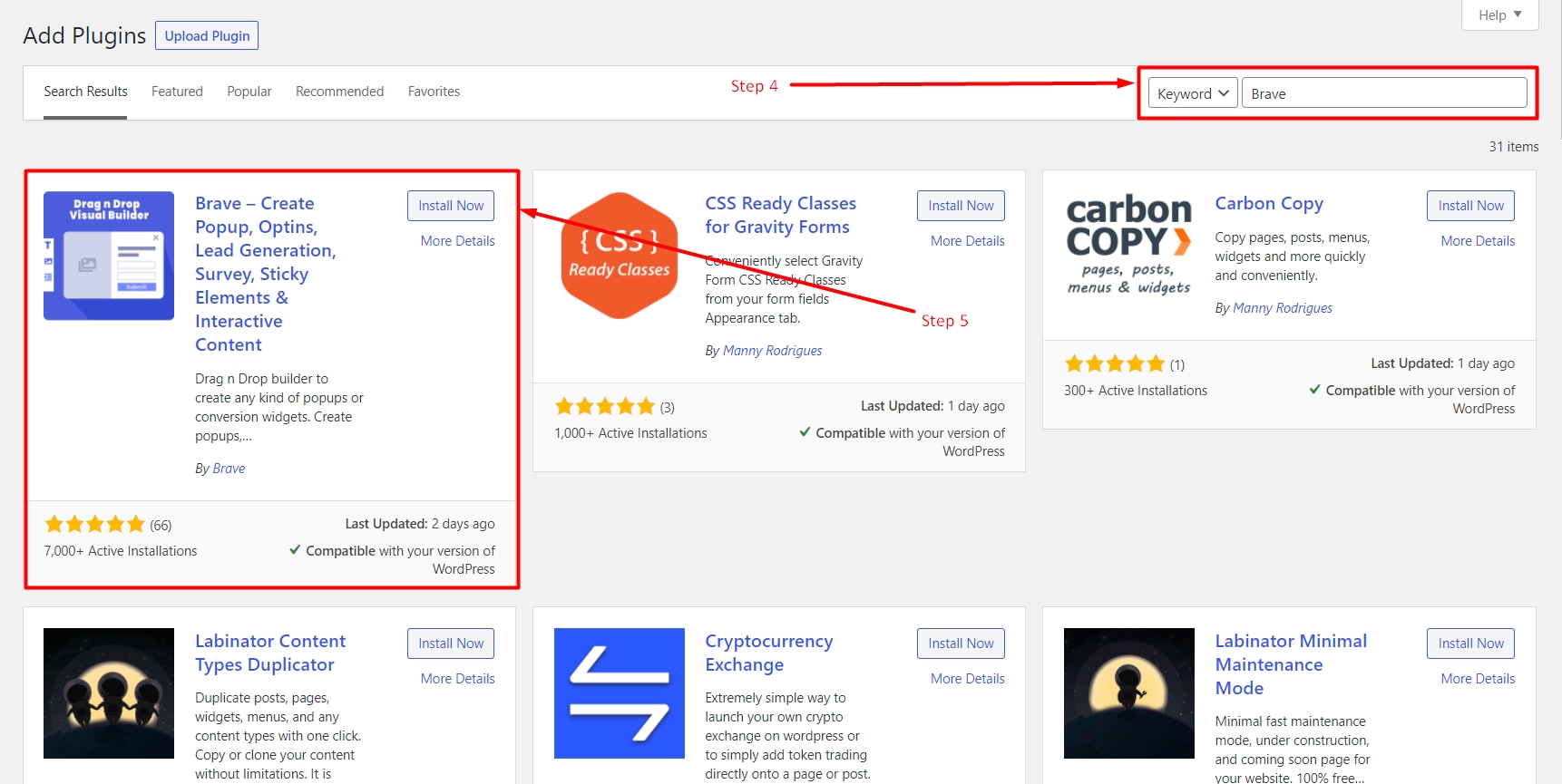 How to install Brave in WordPress
