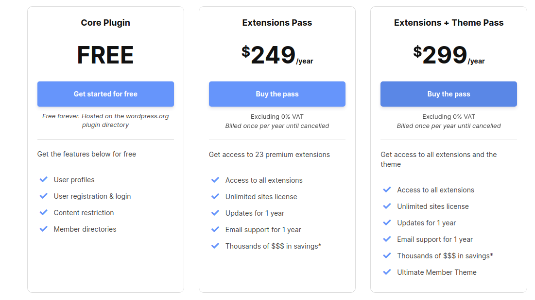 Ultimate Member pricing plans