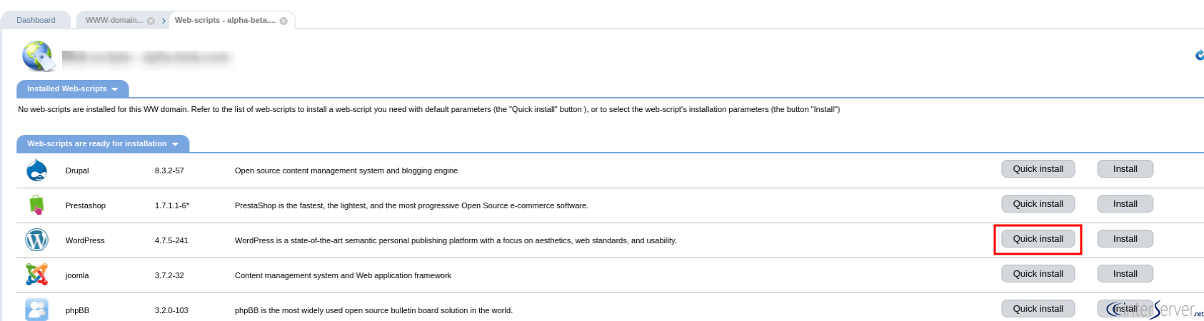 Install WP in ISP