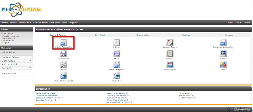 Manage Article Categories