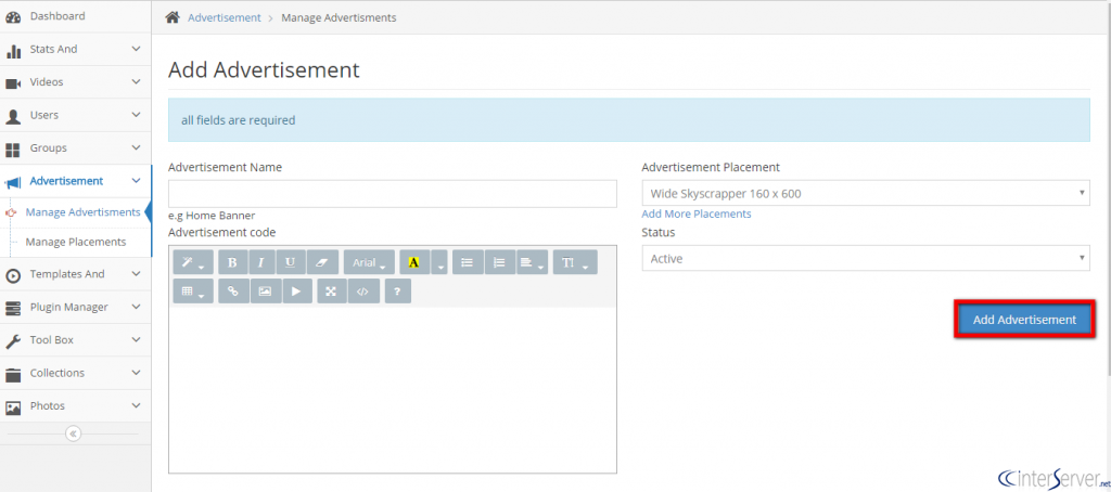 Manage Advertisement