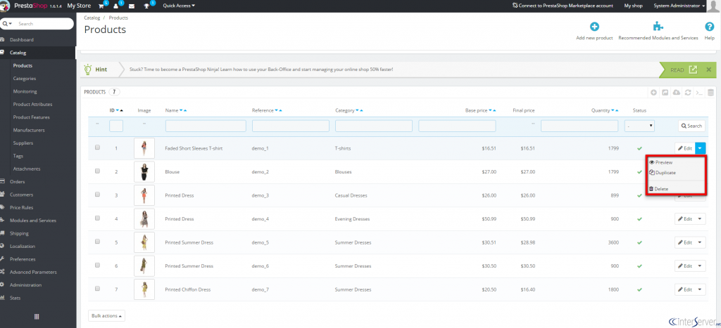Create product in PrestaShop