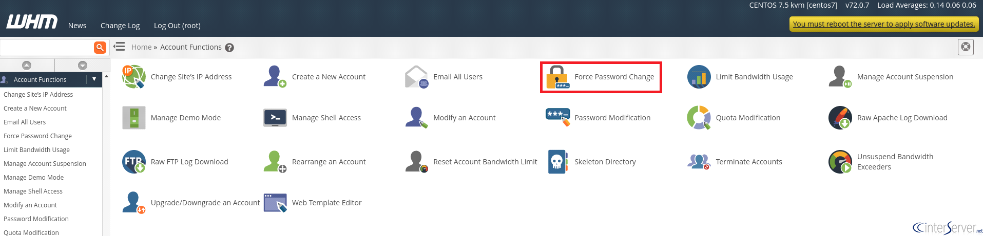 Force Password change