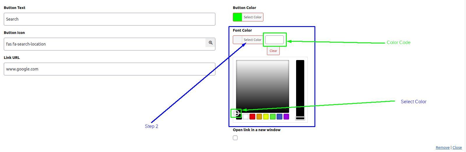 Set button text color for sticky sidebar buttons