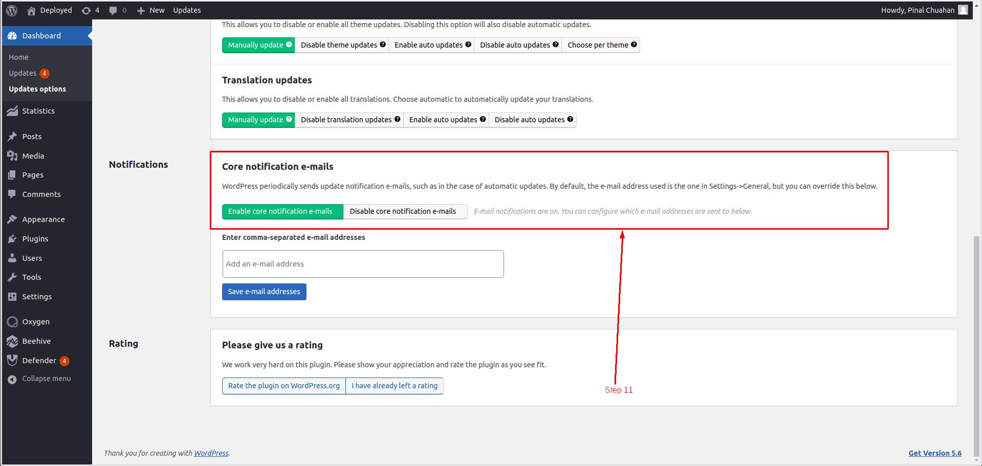 E-mail notifications on Core Updates