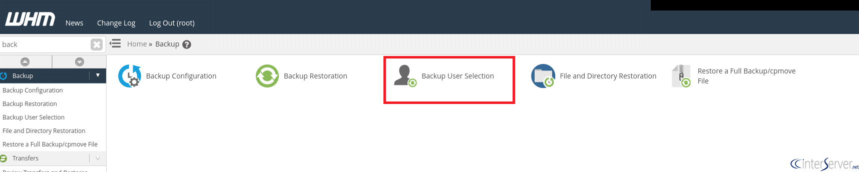 New cPanel feature - Backup User Selection