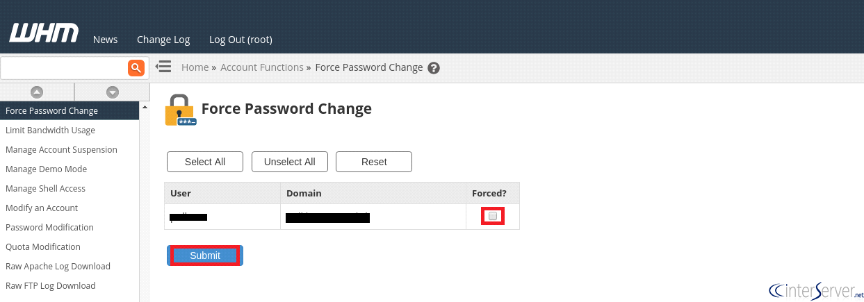 Force Password change