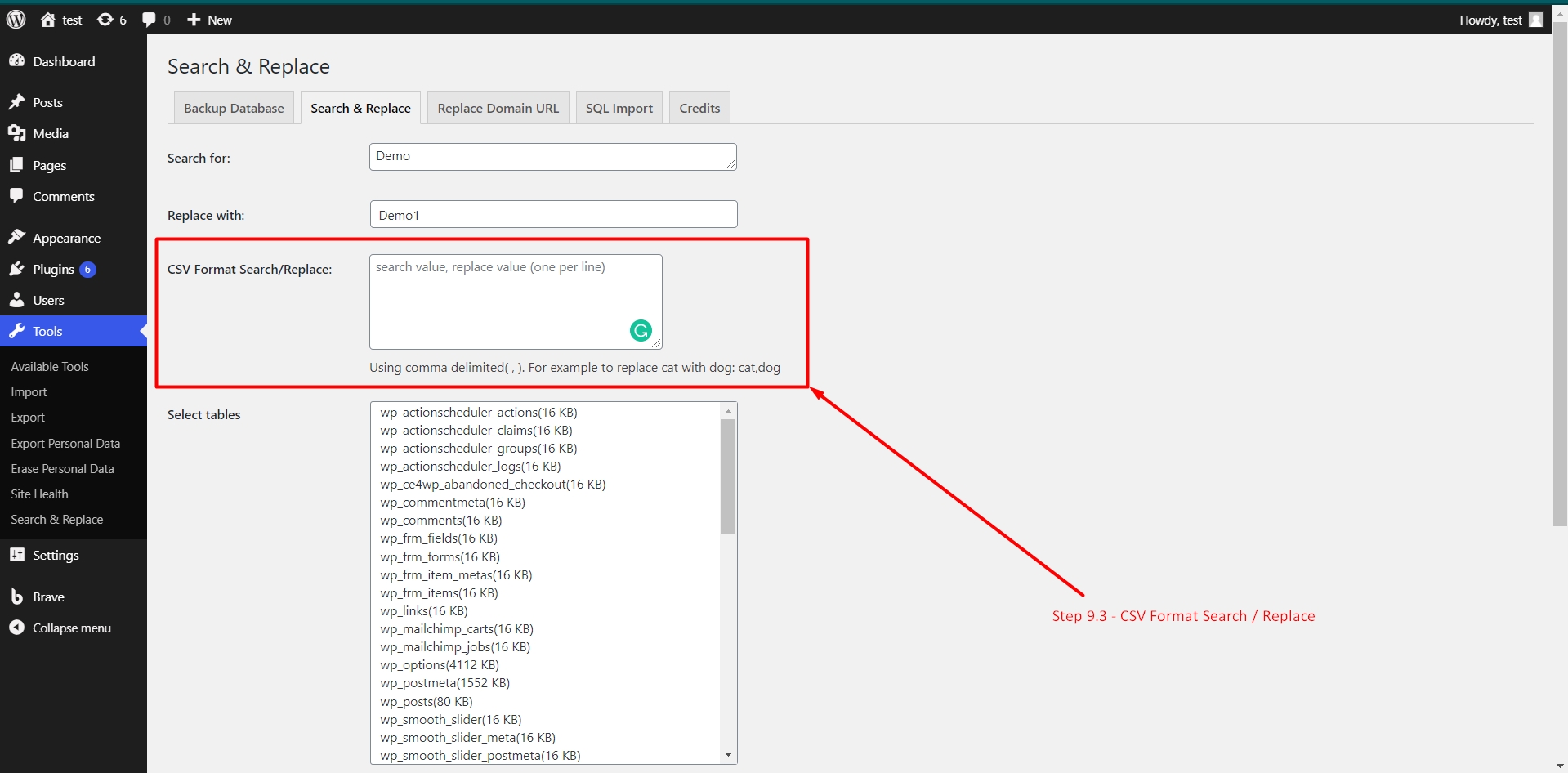 perform search and replace for multiple words in WordPress Database