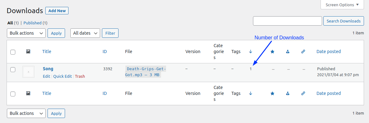 Track Number of Downloads in WordPress